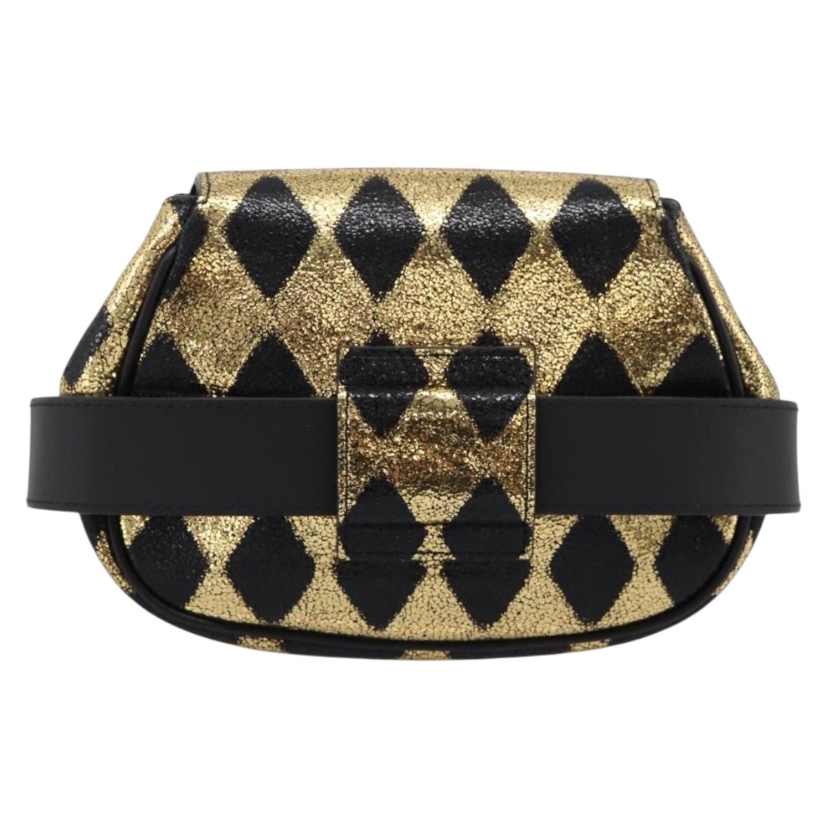GUCCI Children's Waist Bag Leather Gold Silver 605112 Auth 196463V