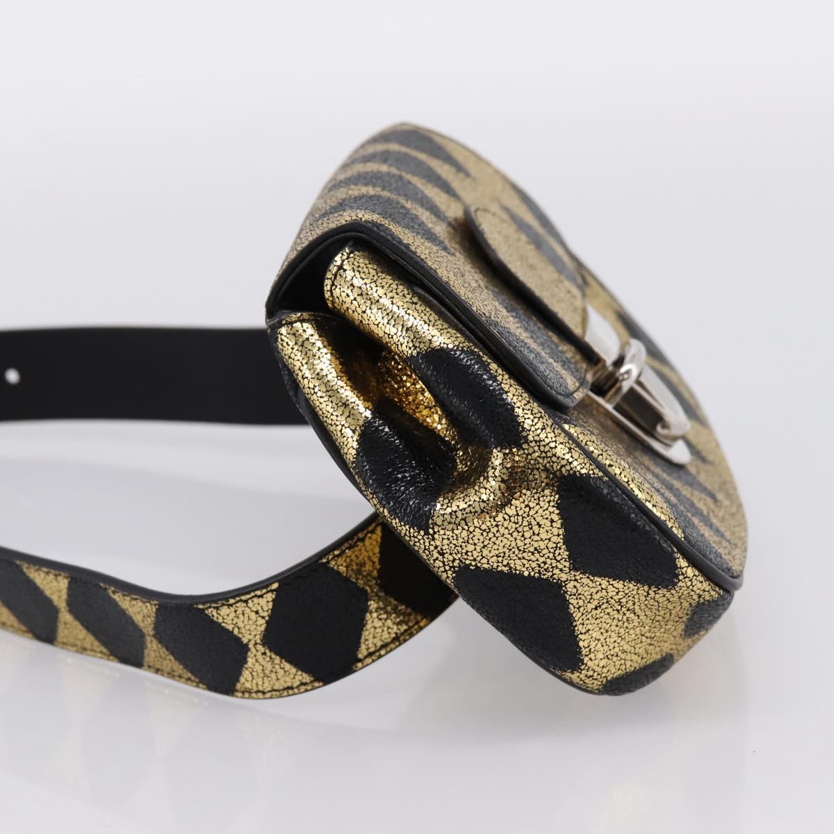 GUCCI Children's Waist Bag Leather Gold Silver 605112 Auth 196463V