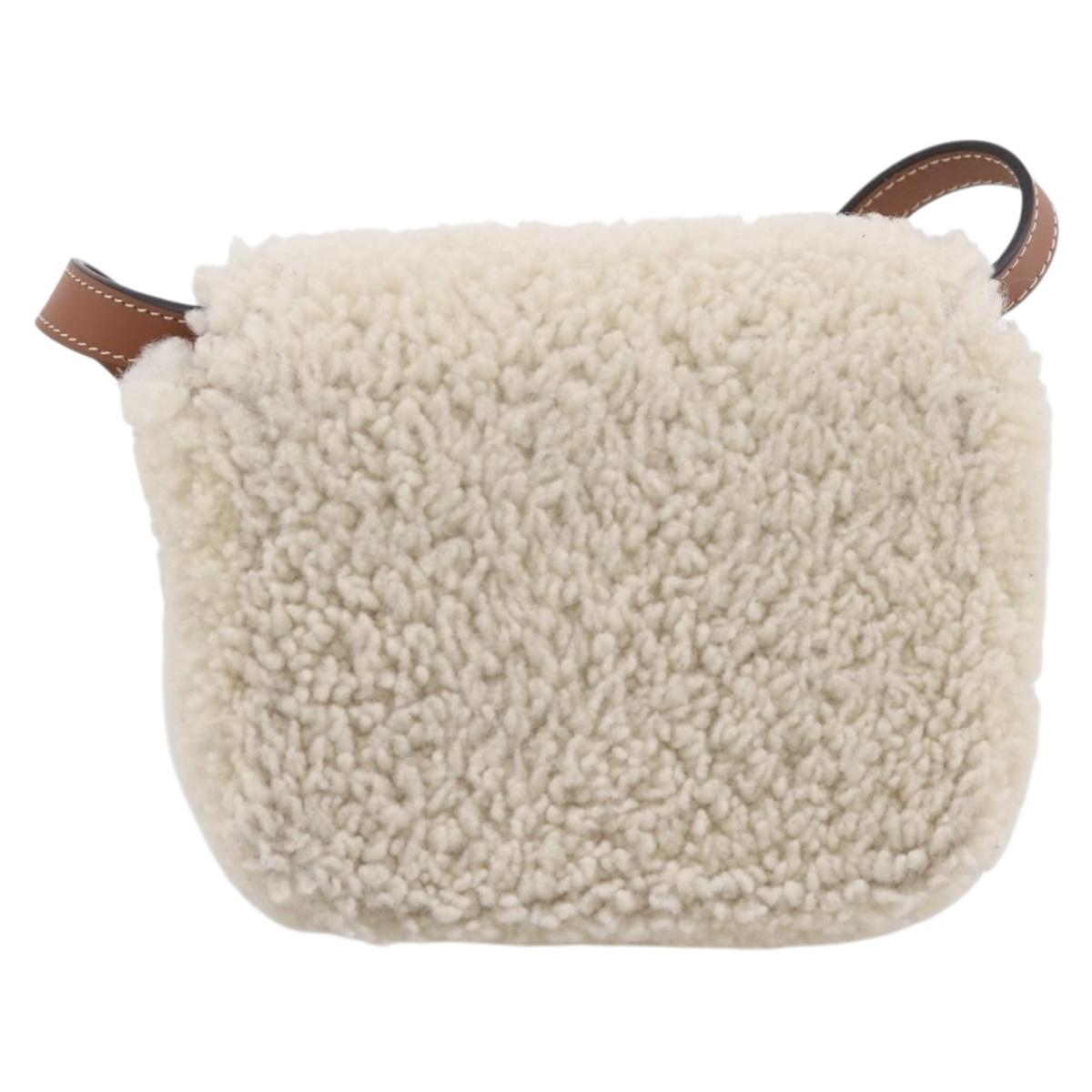 CELINE Triomphe Mini Claude Shoulder Pouch Bore Beige Gold Auth 196467SAM