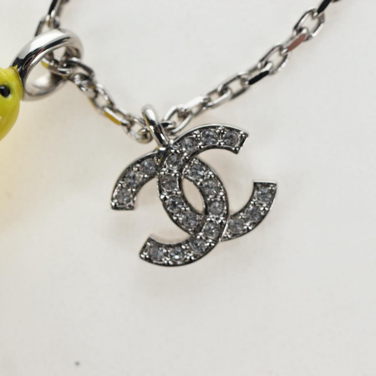 CHANEL COCO Mark Necklace Metal Silver CC Auth 196476SAM