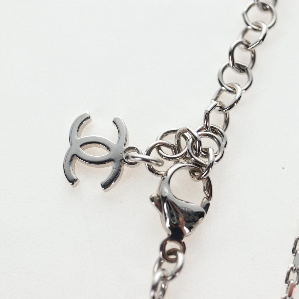 CHANEL COCO Mark Necklace Metal Silver CC Auth 196476SAM