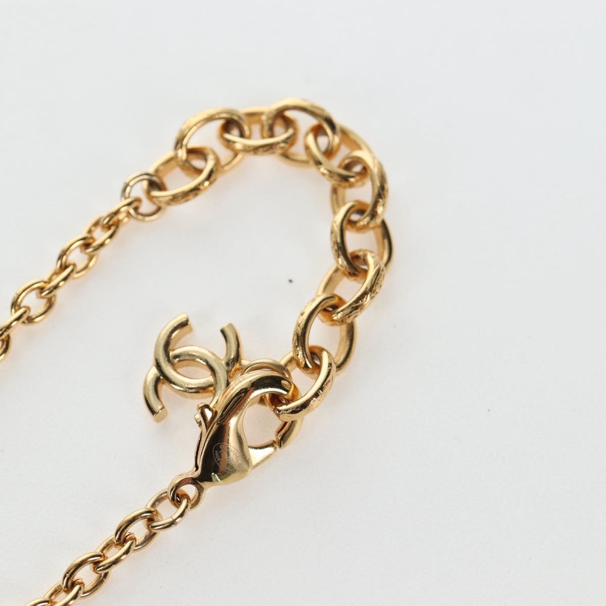CHANEL COCO Mark Necklace Metal Gold Tone CC Auth 196477SAM