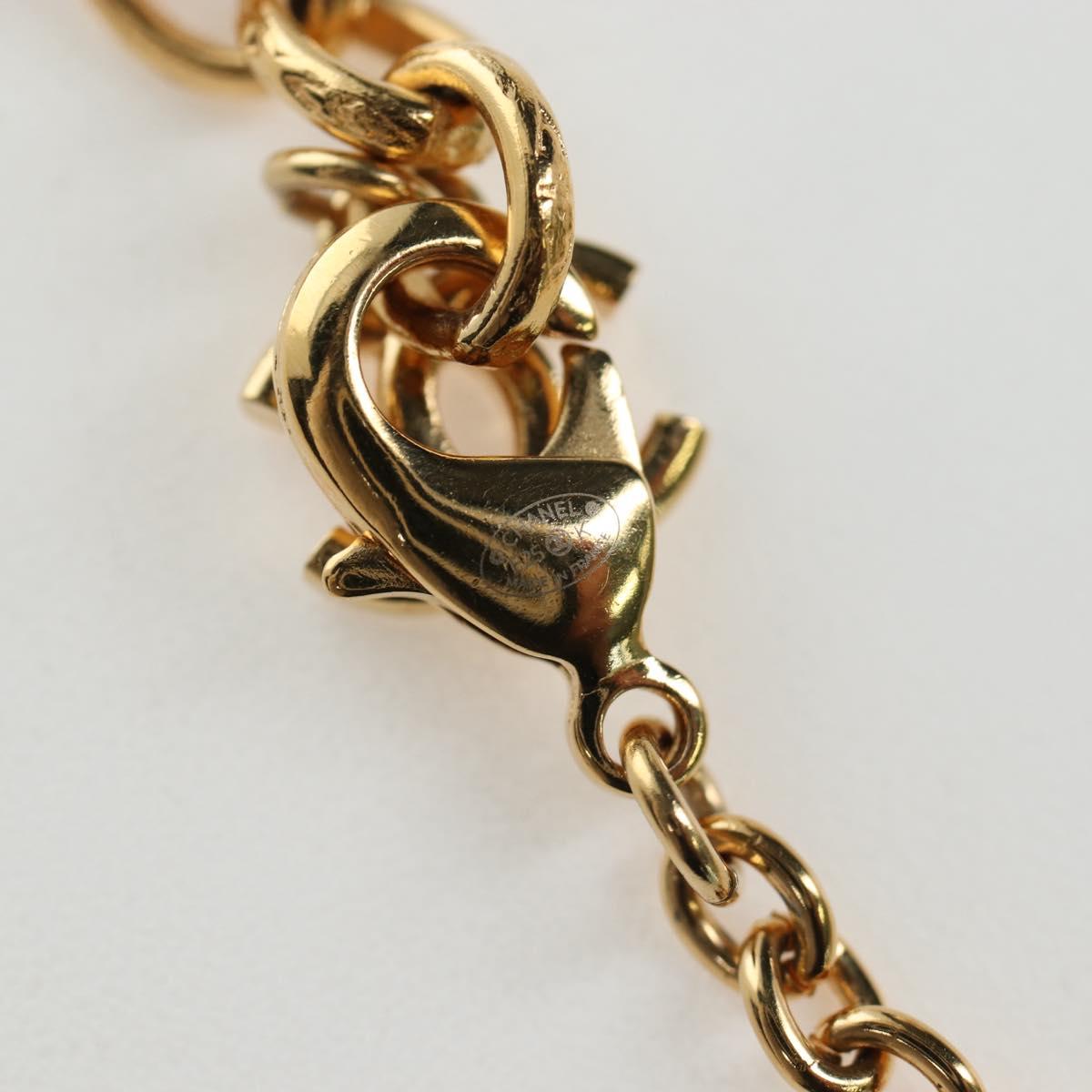 CHANEL COCO Mark Necklace Metal Gold Tone CC Auth 196477SAM