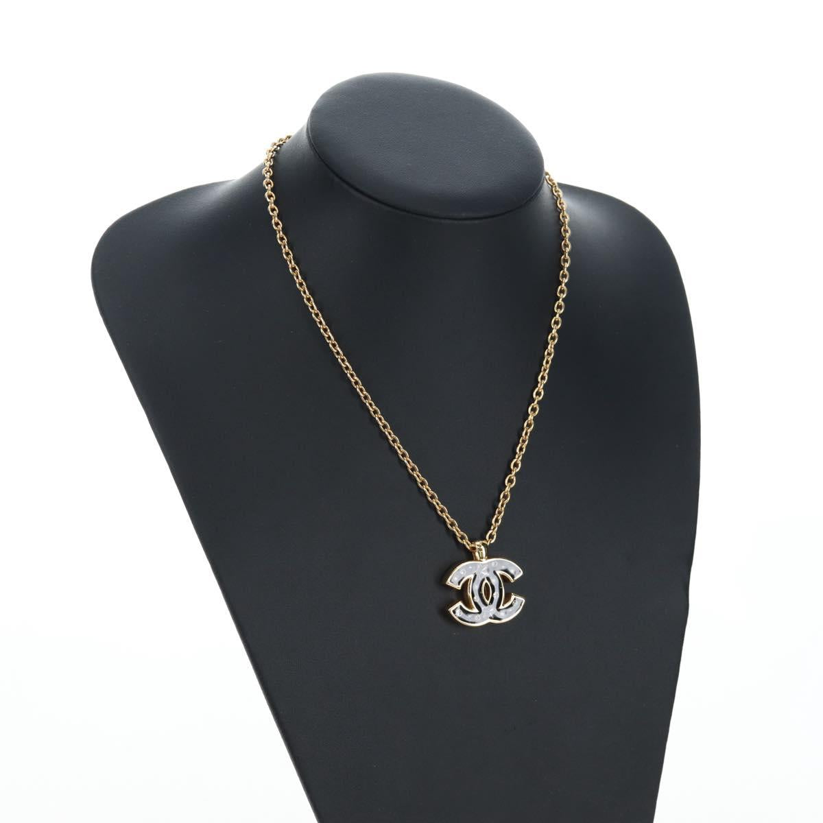 CHANEL COCO Mark Necklace Metal Gold Tone CC Auth 196477SAM
