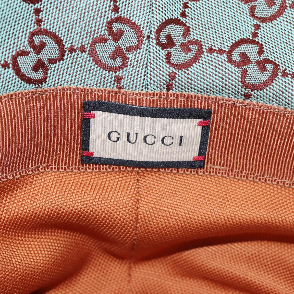 GUCCI GG Canvas Hat M Green Gold Auth 196482M