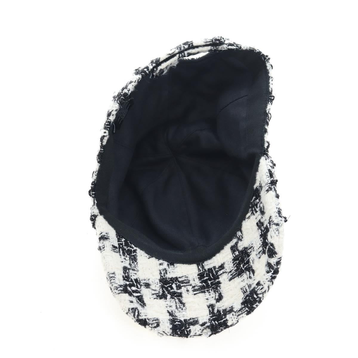 CHANEL COCO Mark Cap Tweed M White CC Auth 196483SAM