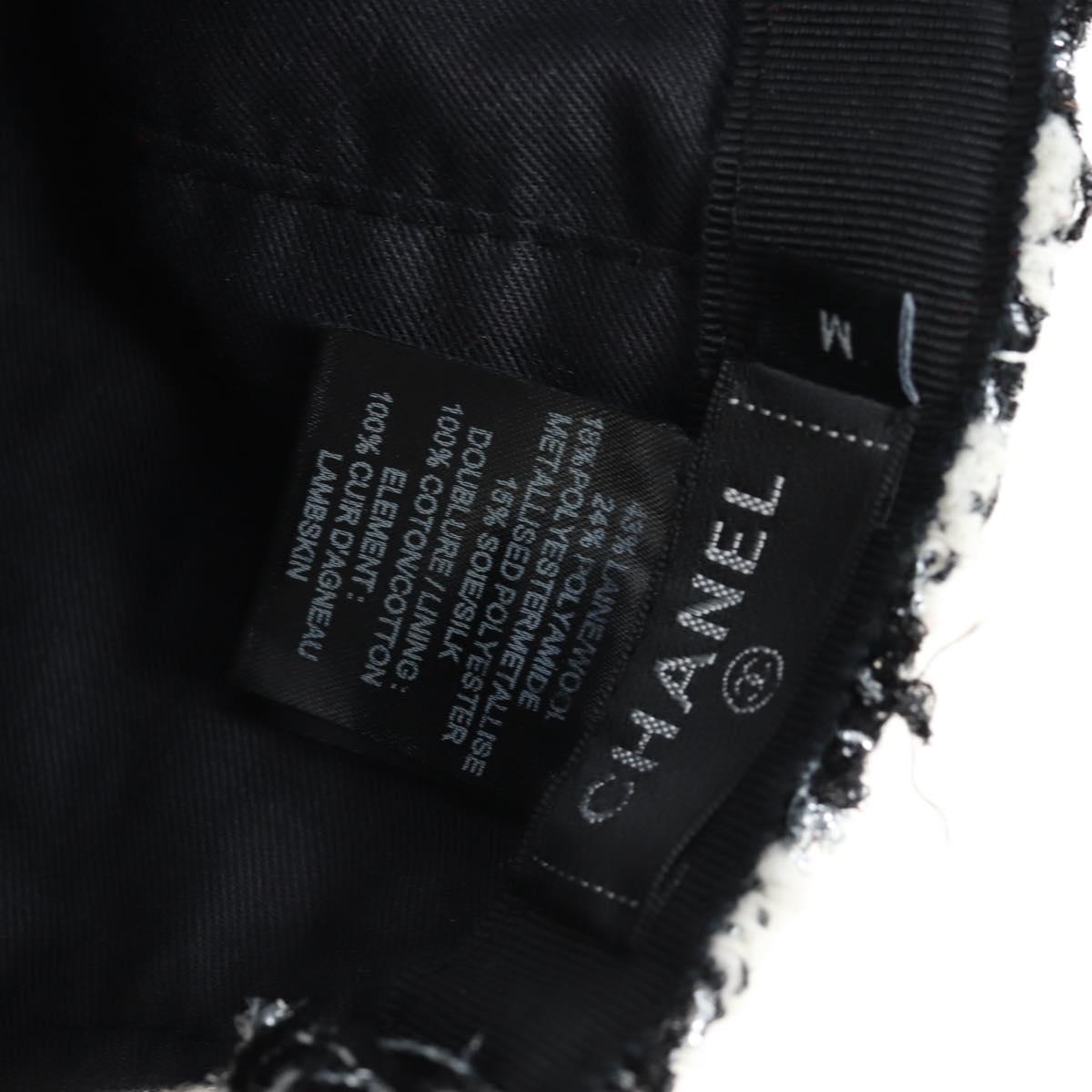 CHANEL COCO Mark Cap Tweed M White CC Auth 196483SAM