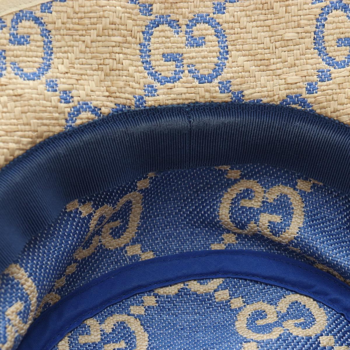 GUCCI GG Canvas Hat Raffia M Beige Auth 196484V