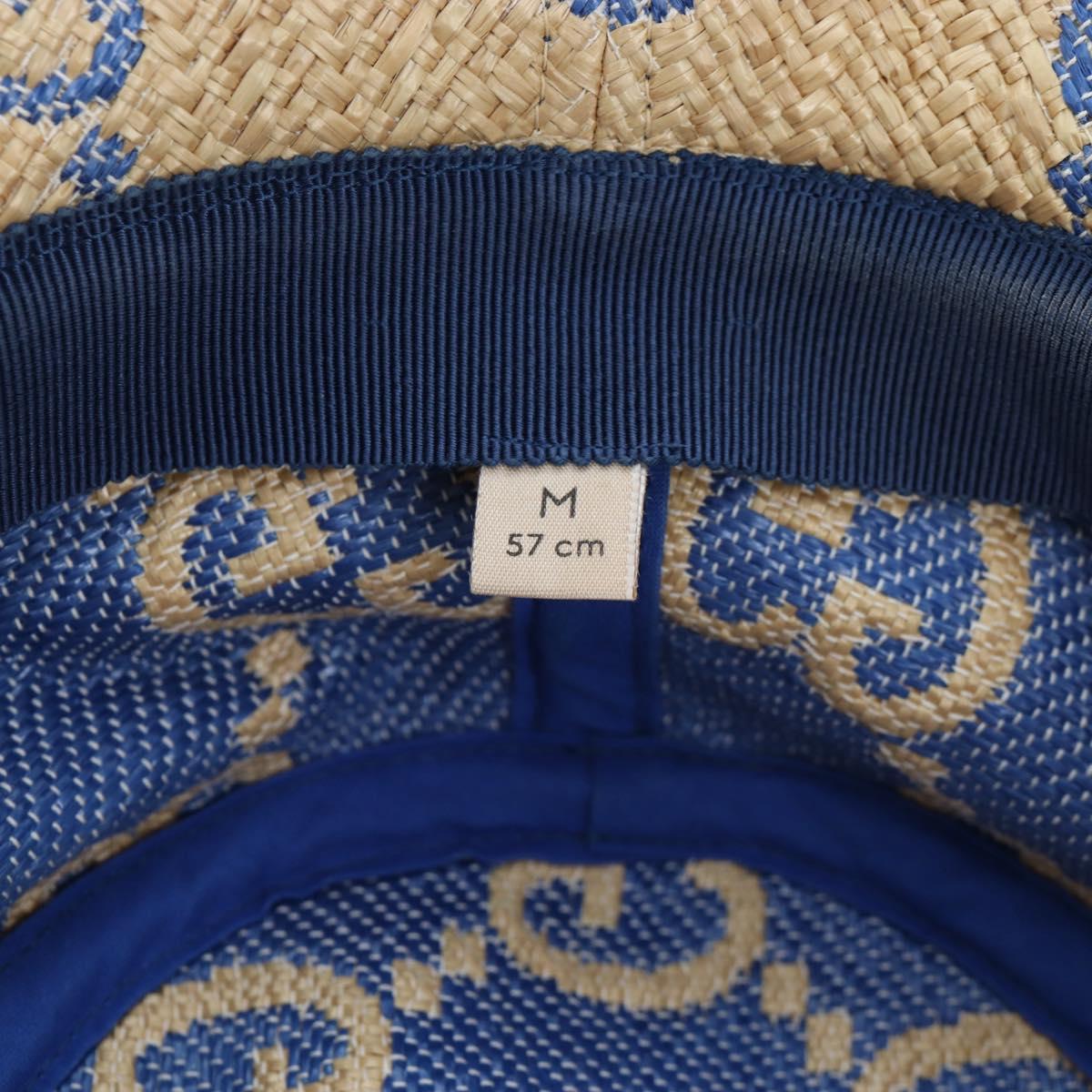 GUCCI GG Canvas Hat Raffia M Beige Auth 196484V