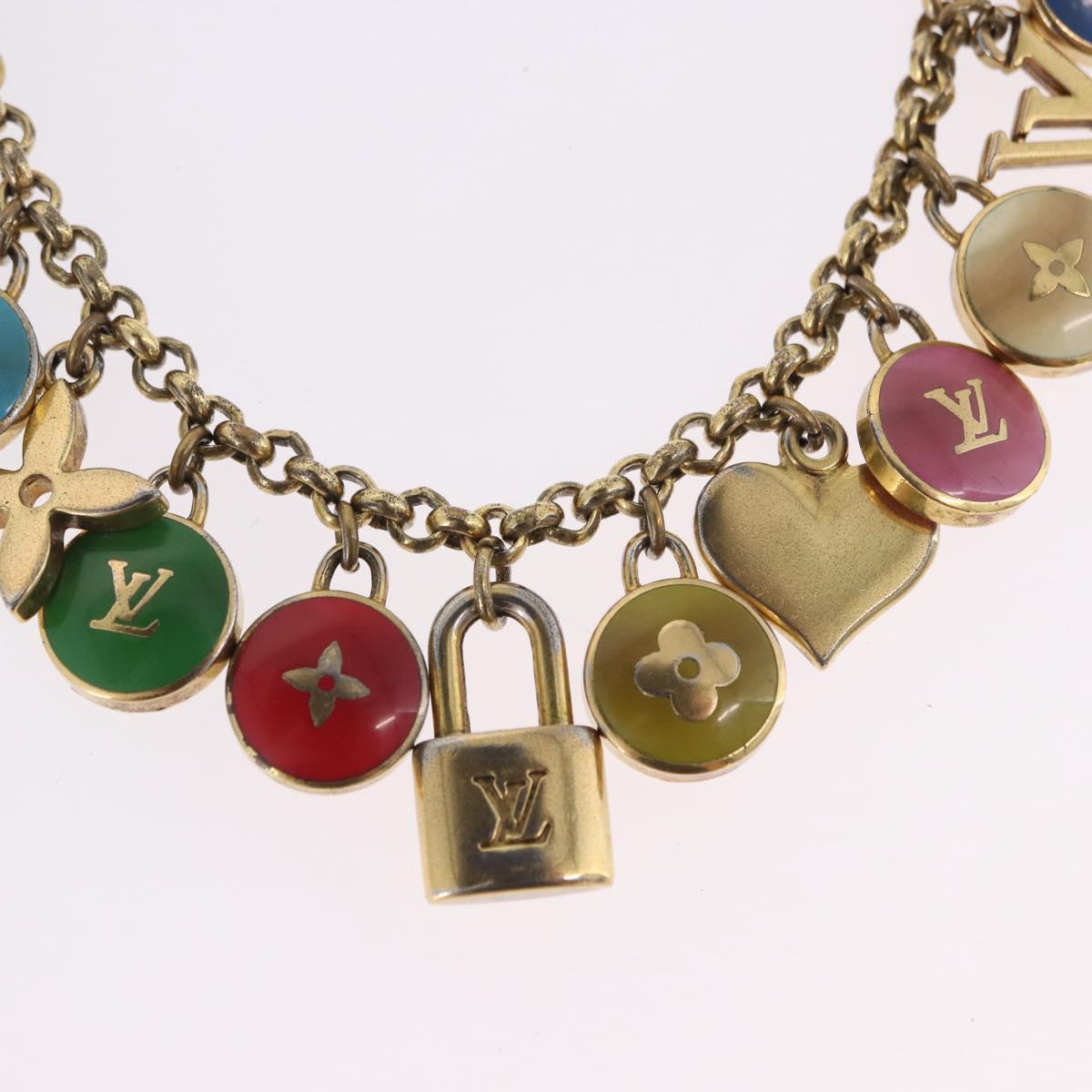 LOUIS VUITTON Porte Cles Chainne Pastille Key Holder Gold M65389 Auth 196486