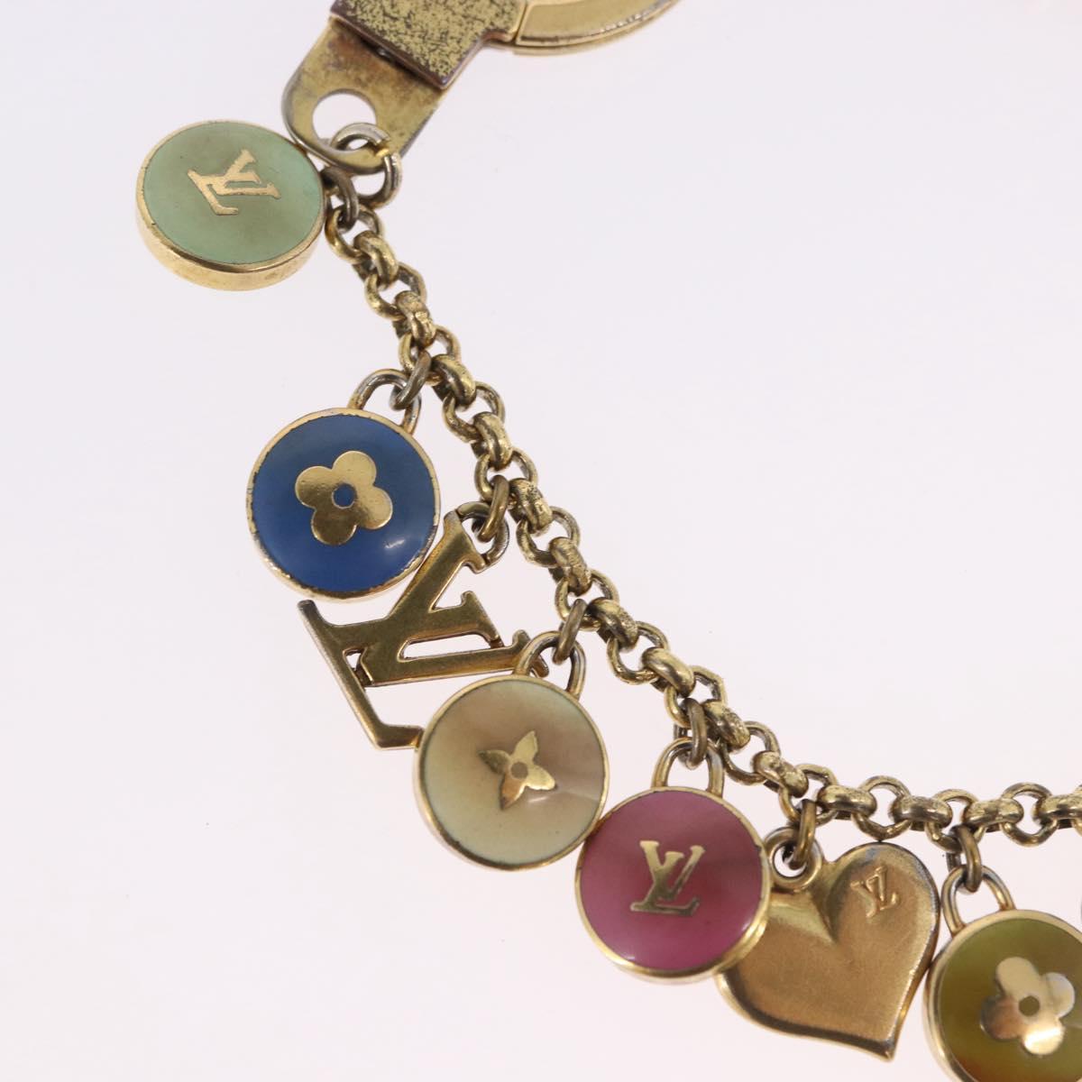 LOUIS VUITTON Porte Cles Chainne Pastille Key Holder Gold M65389 Auth 196486