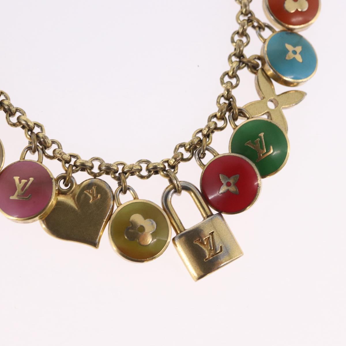 LOUIS VUITTON Porte Cles Chainne Pastille Key Holder Gold M65389 Auth 196486