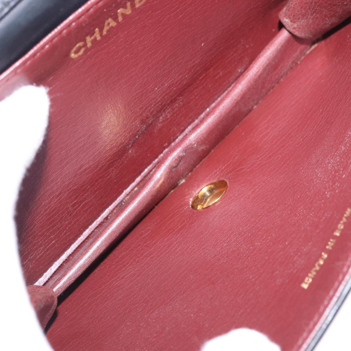 CHANEL Chain Matelasse Shoulder Bag Lamb Skin Black Gold CC Auth 196556SAM