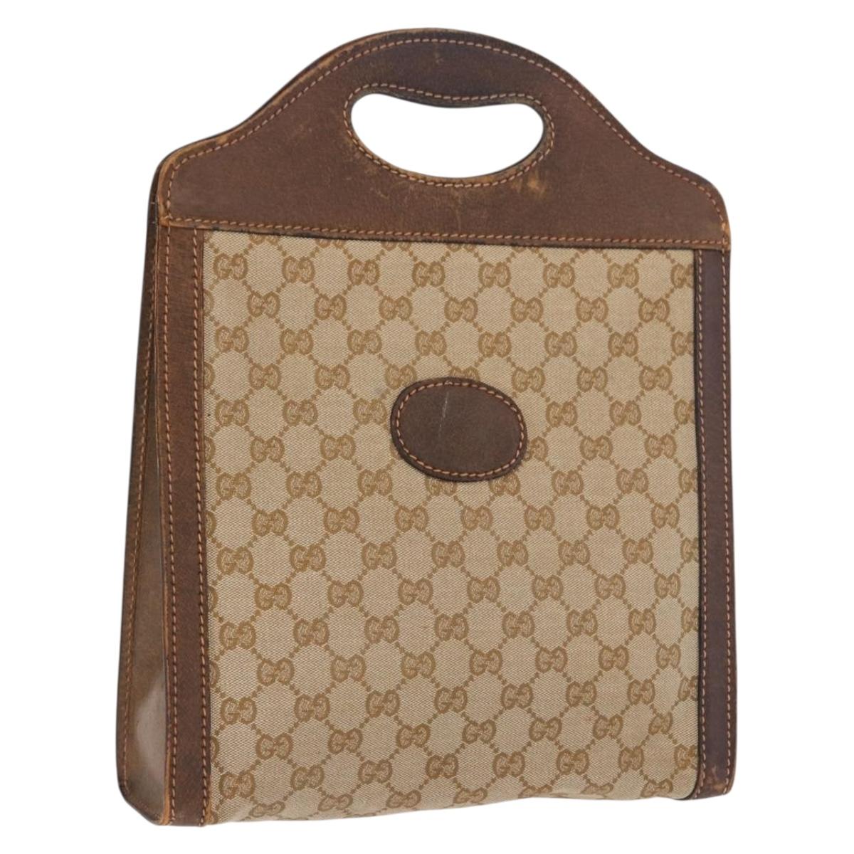 GUCCI GG Canvas Hand Bag Beige Auth 196557