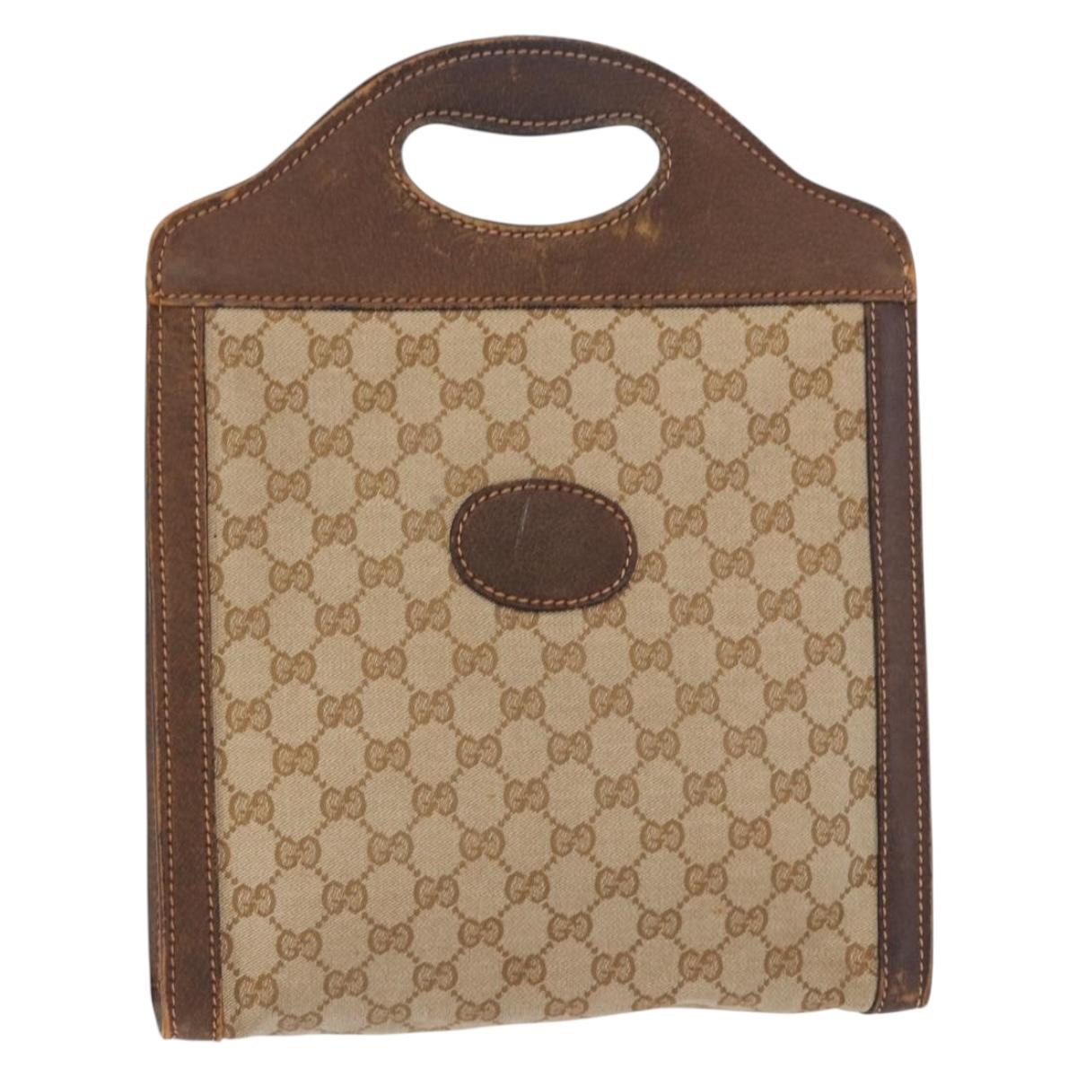 GUCCI GG Canvas Hand Bag Beige Auth 196557