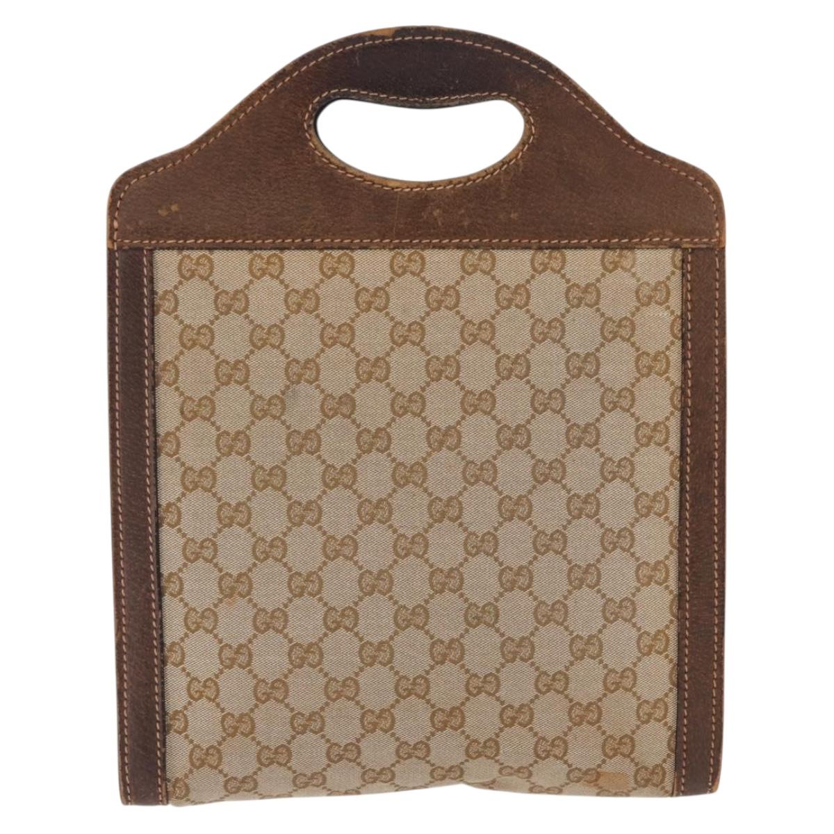 GUCCI GG Canvas Hand Bag Beige Auth 196557