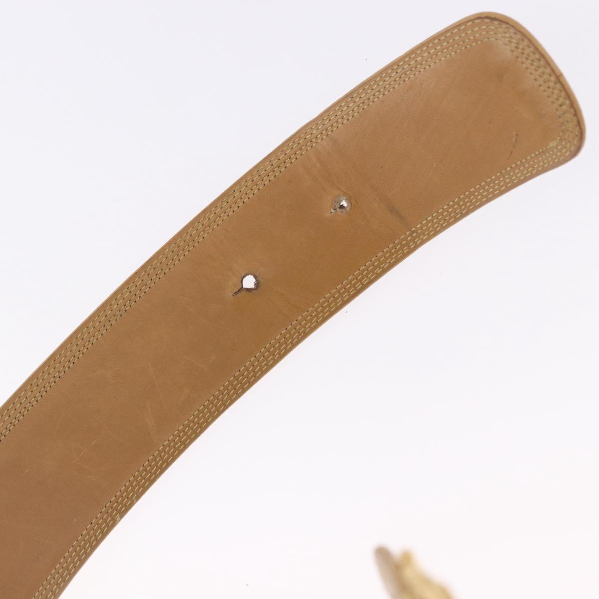 LOEWE Belt Leather 32.3"" Beige Gold Auth 196560