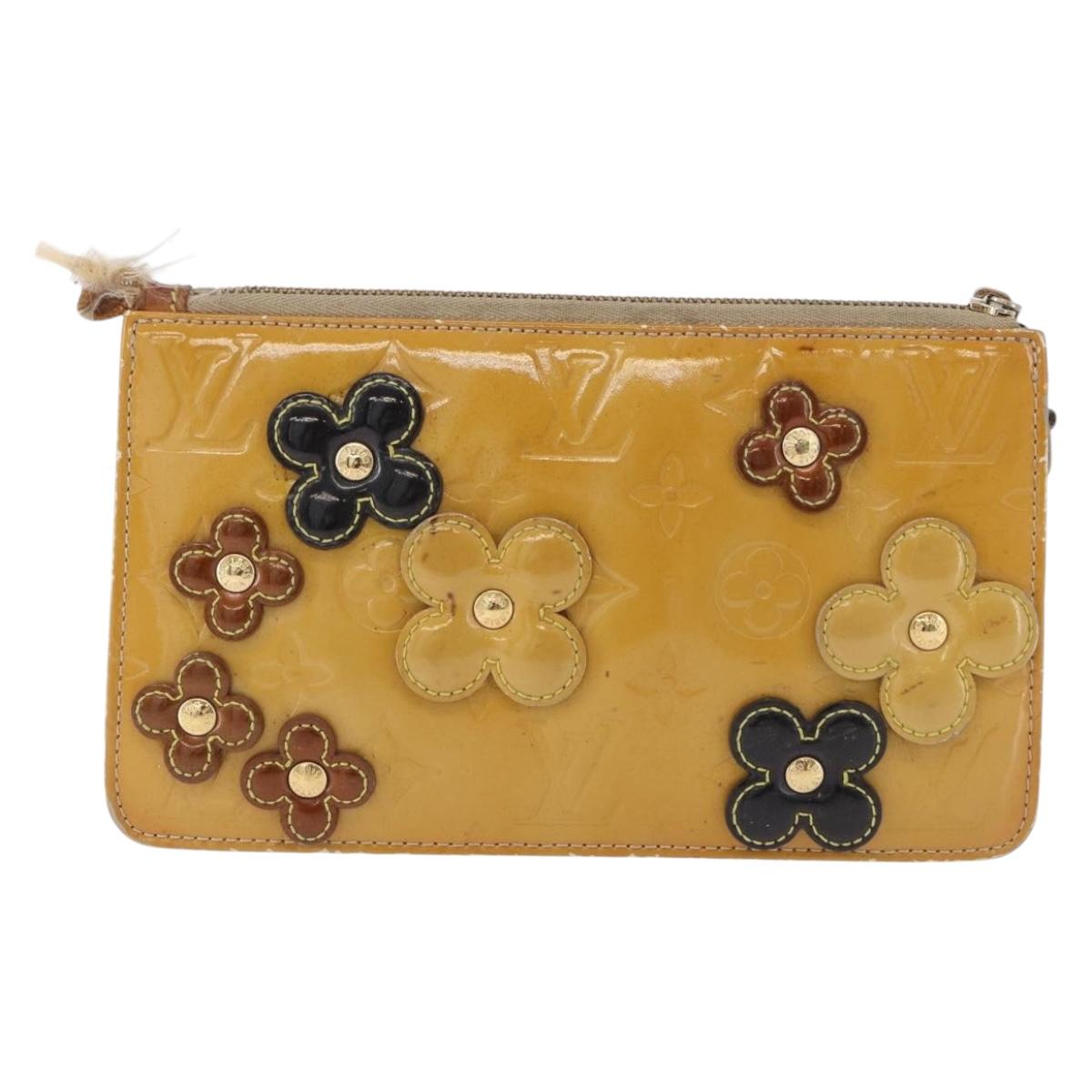 LOUIS VUITTON Monogram Vernis Lexington Pouch Flower Beige M92246 LV Auth 196561