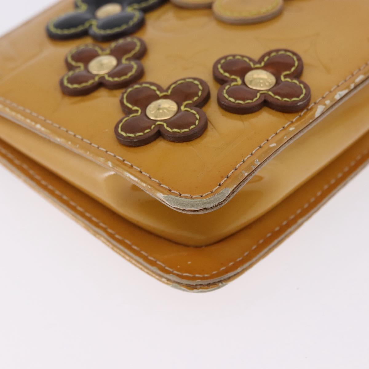 LOUIS VUITTON Monogram Vernis Lexington Pouch Flower Beige M92246 LV Auth 196561