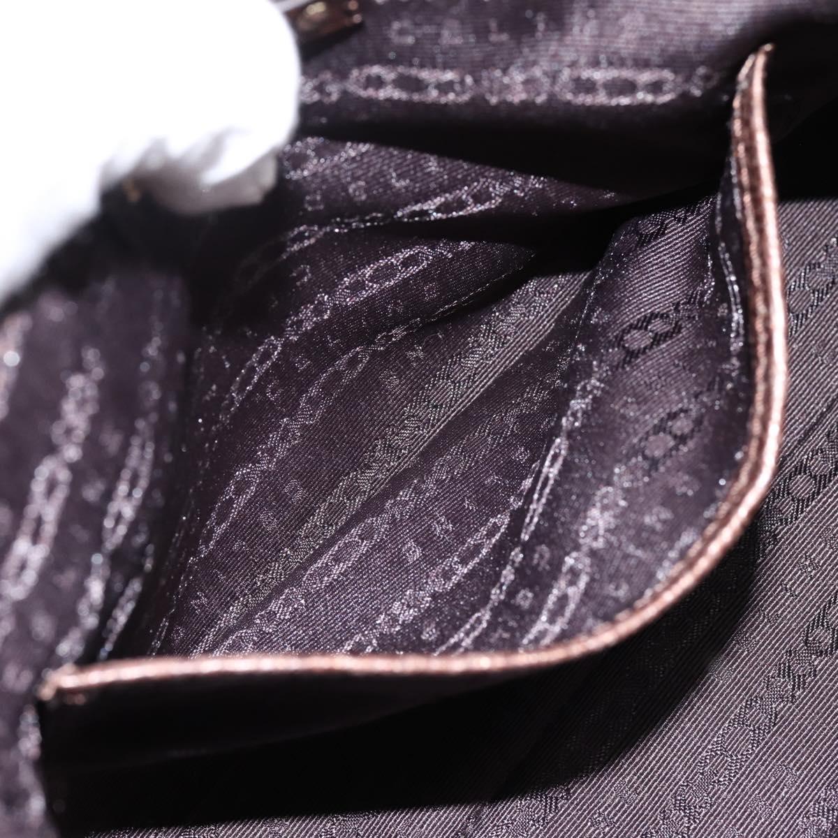 CELINE Hand Bag Nylon Brown Gold Auth 196564