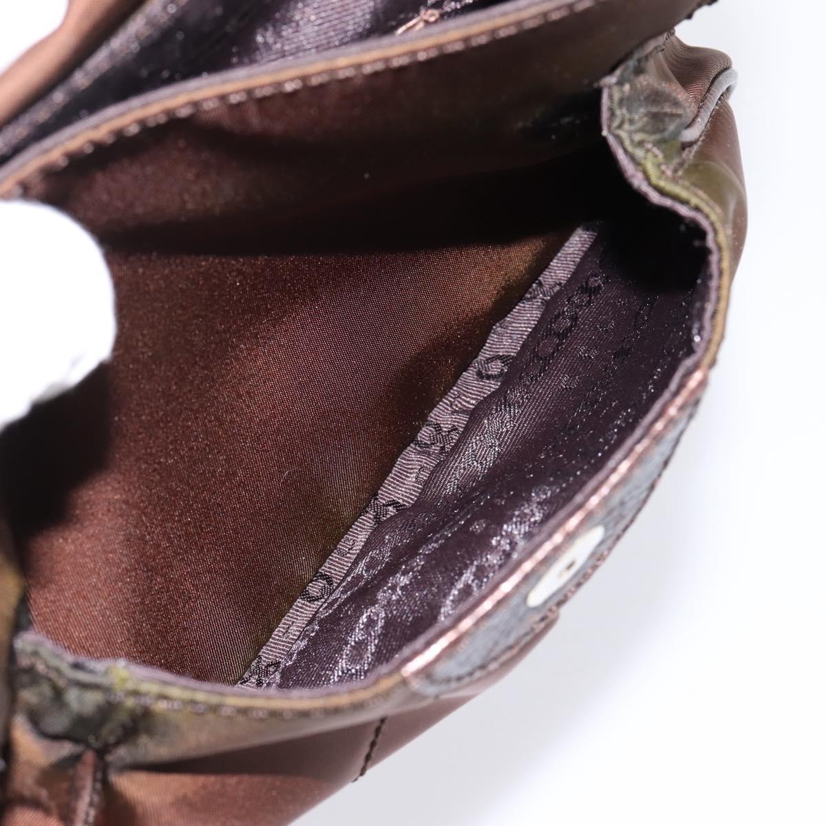 CELINE Hand Bag Nylon Brown Gold Auth 196564