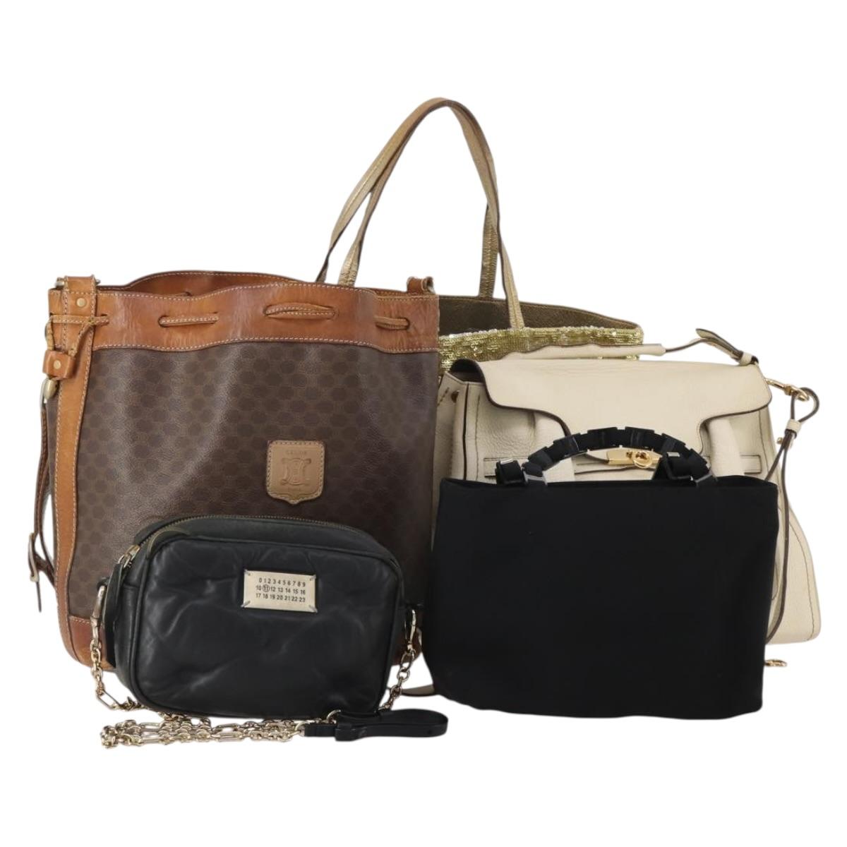 Salvatore Ferragamo Celine Maison Margiela Macadam Canvas Bag 5 Set Auth 196568