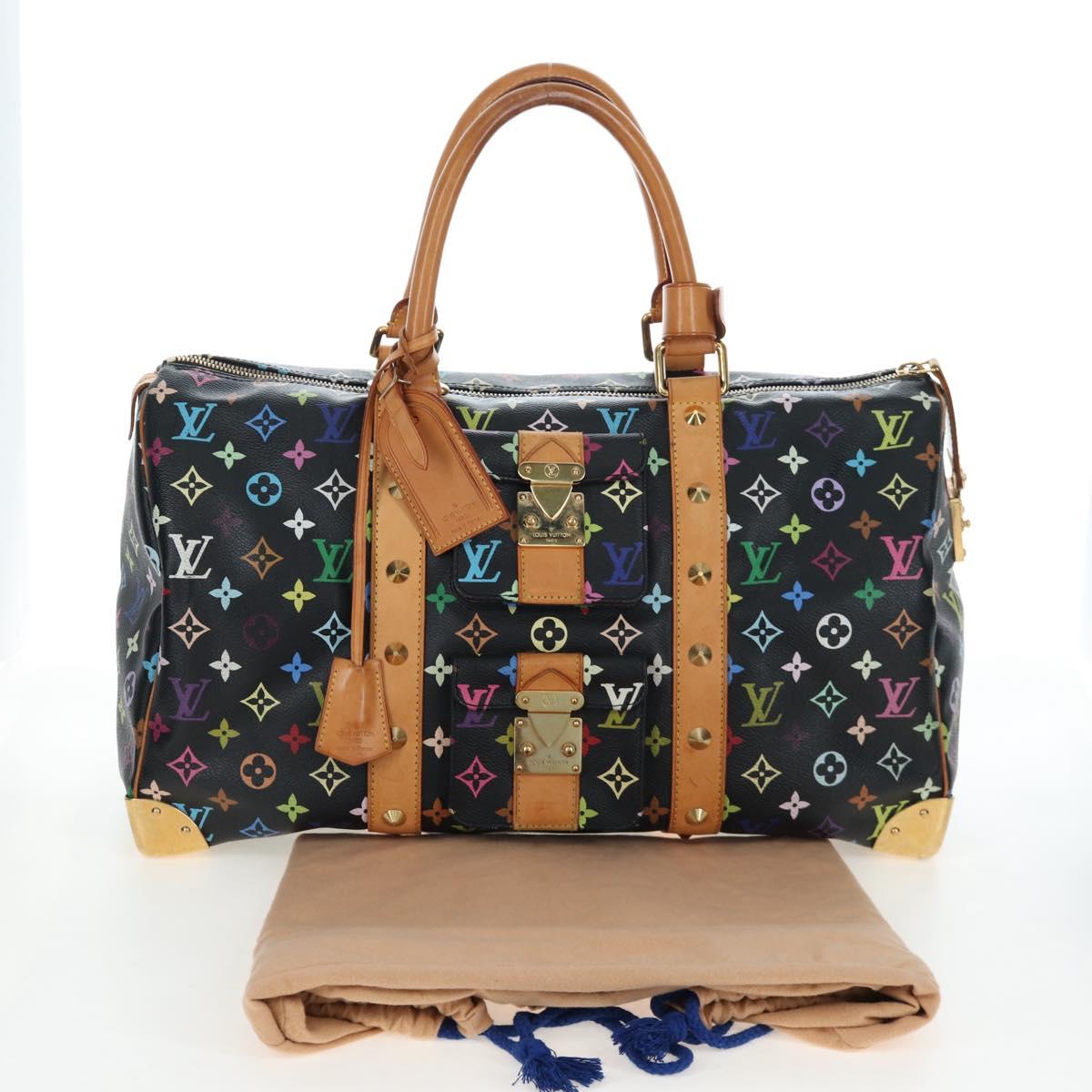 LOUIS VUITTON Monogram Multicolor Keepall 45 Bag Black M92640 Auth 196577SAV