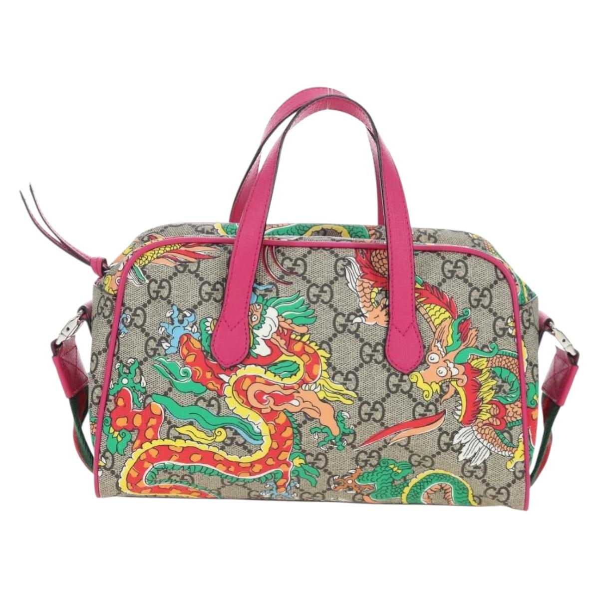 GUCCI GG Supreme Children's Hand Bag PVC 2way Beige Silver 525518 Auth 196579SAM