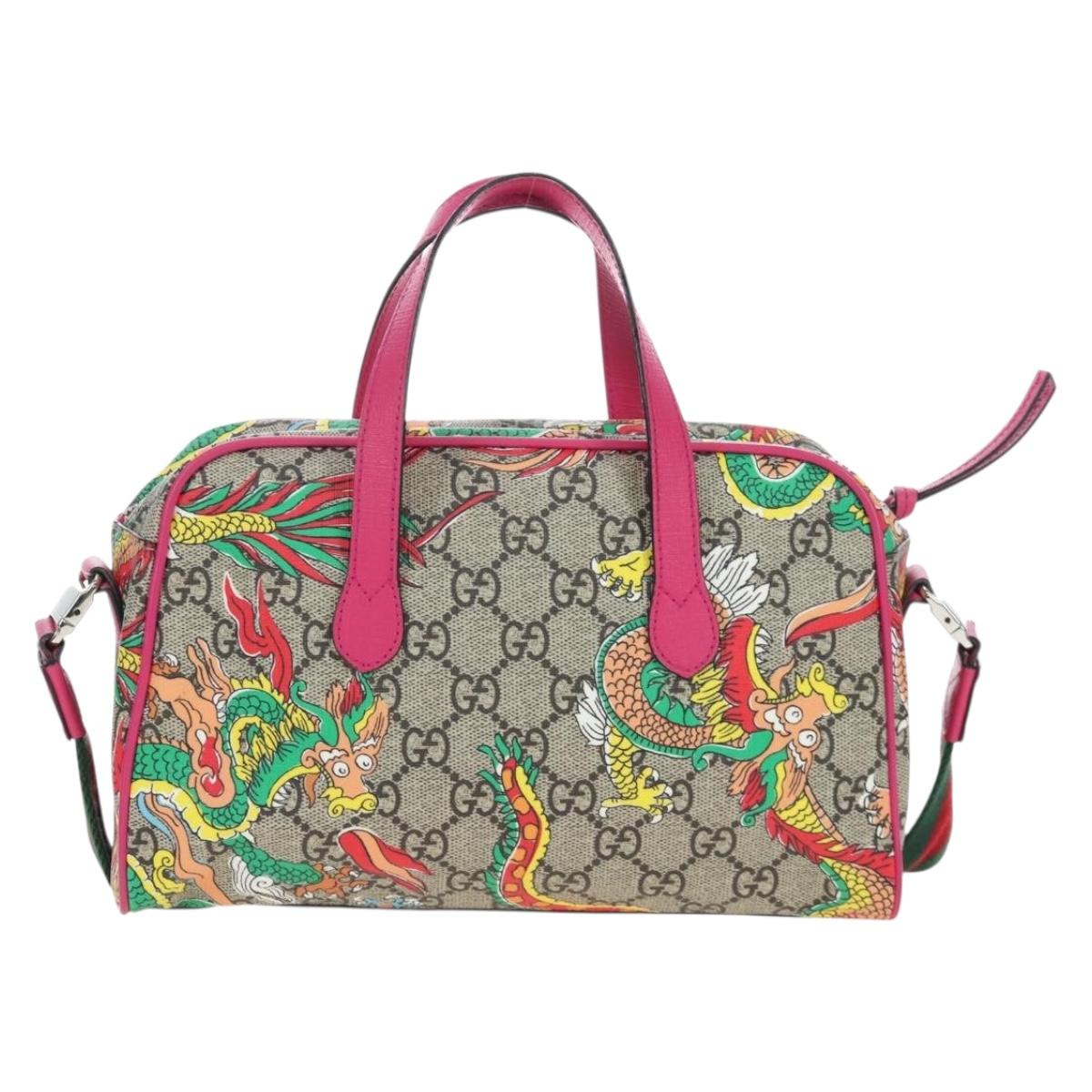 GUCCI GG Supreme Children's Hand Bag PVC 2way Beige Silver 525518 Auth 196579SAM