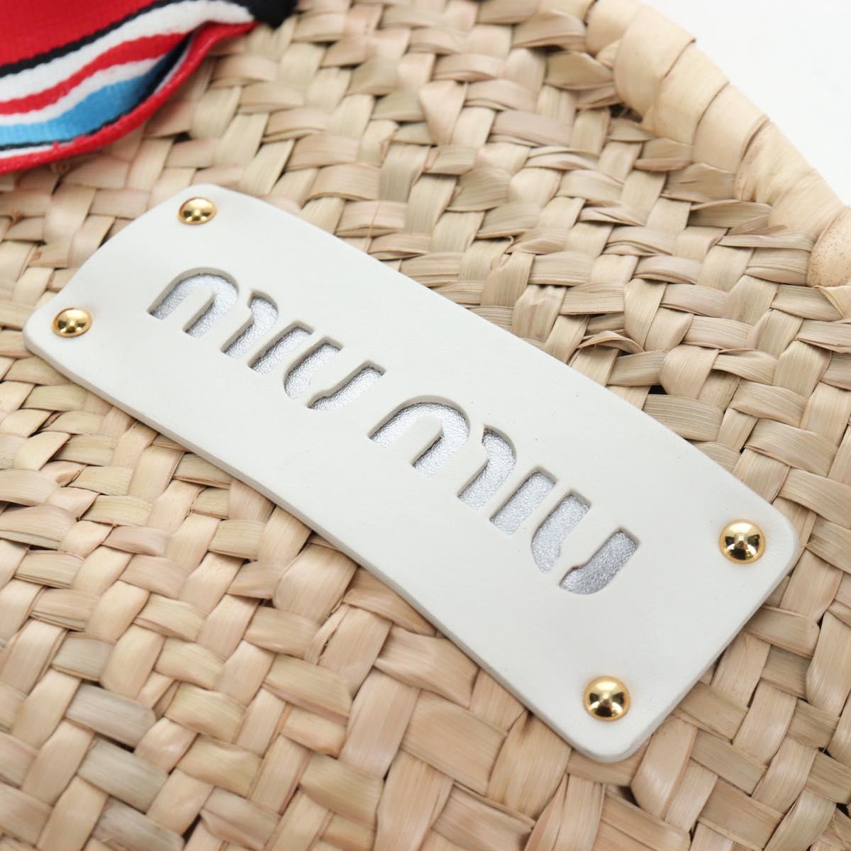 Miu Miu Straw Bag Hand Bag Raffia Beige Gold Auth 196583M