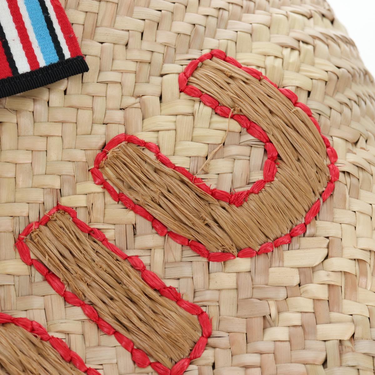 Miu Miu Straw Bag Hand Bag Raffia Beige Gold Auth 196583M