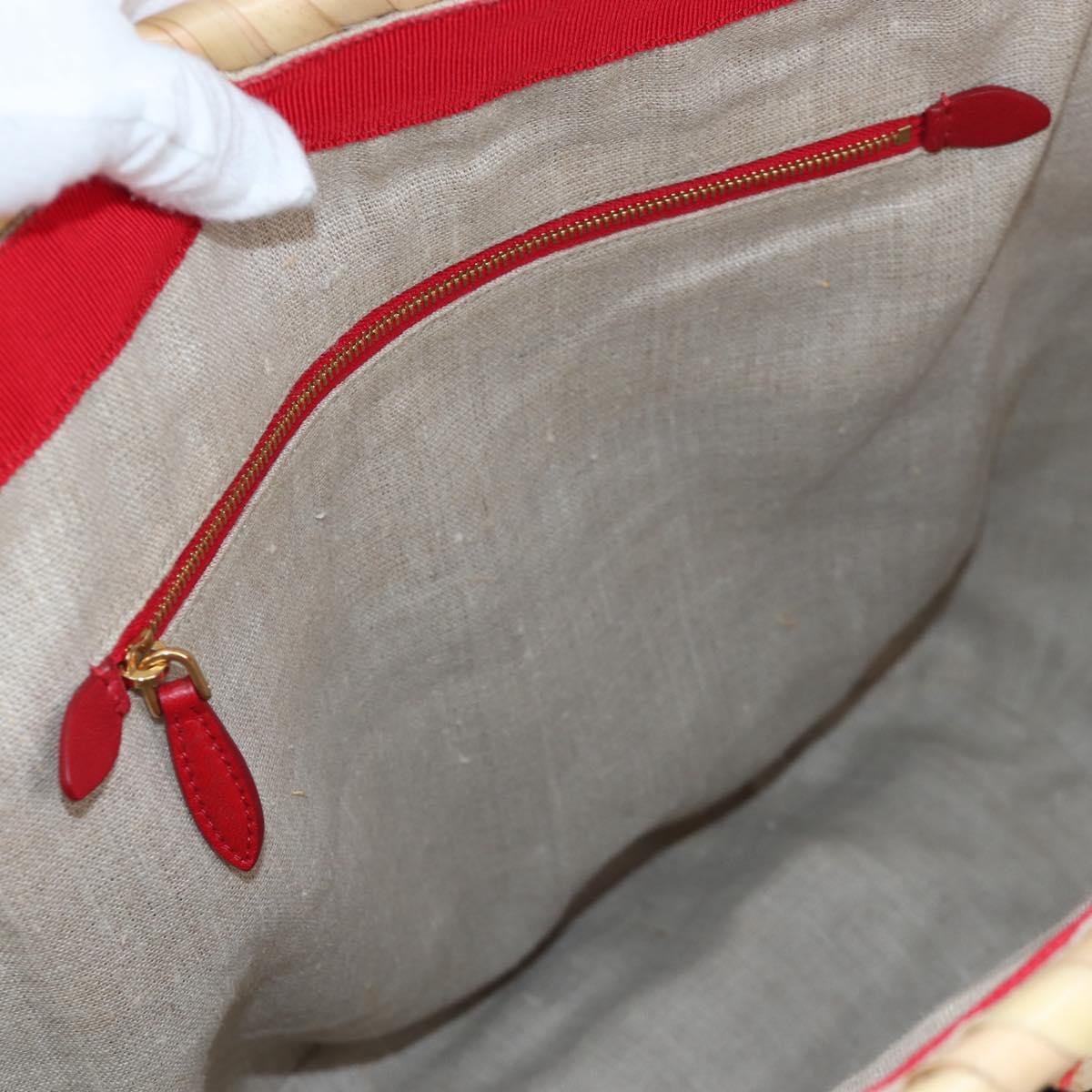 Miu Miu Straw Bag Hand Bag Raffia Beige Gold Auth 196583M