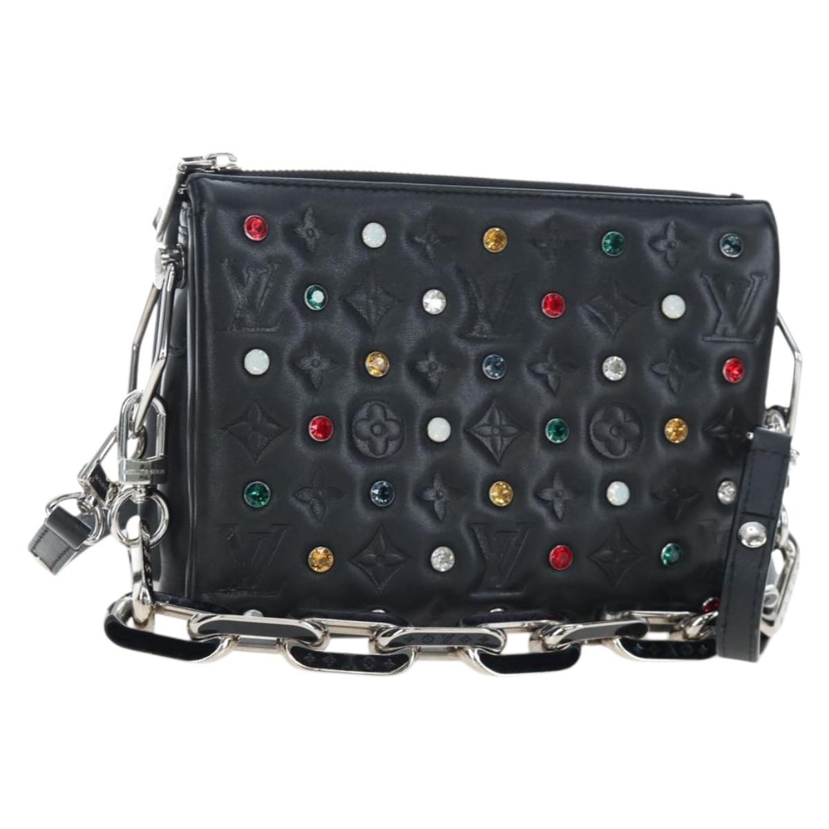 LOUIS VUITTON Monogram Emboss Kussan BB Shoulder Bag Black M22429 Auth 196585V