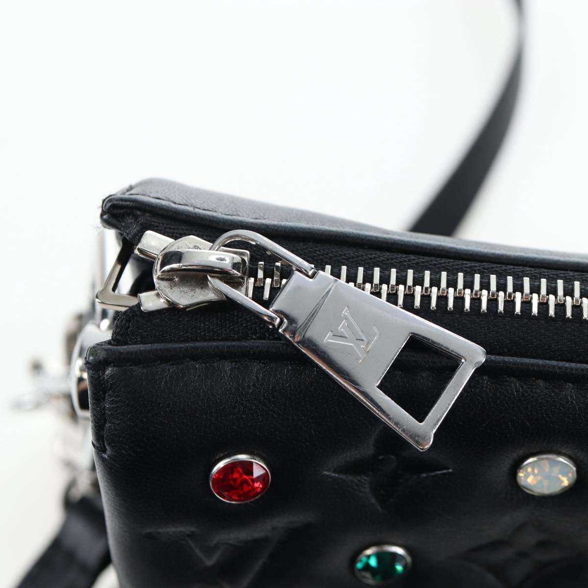 LOUIS VUITTON Monogram Emboss Kussan BB Shoulder Bag Black M22429 Auth 196585V
