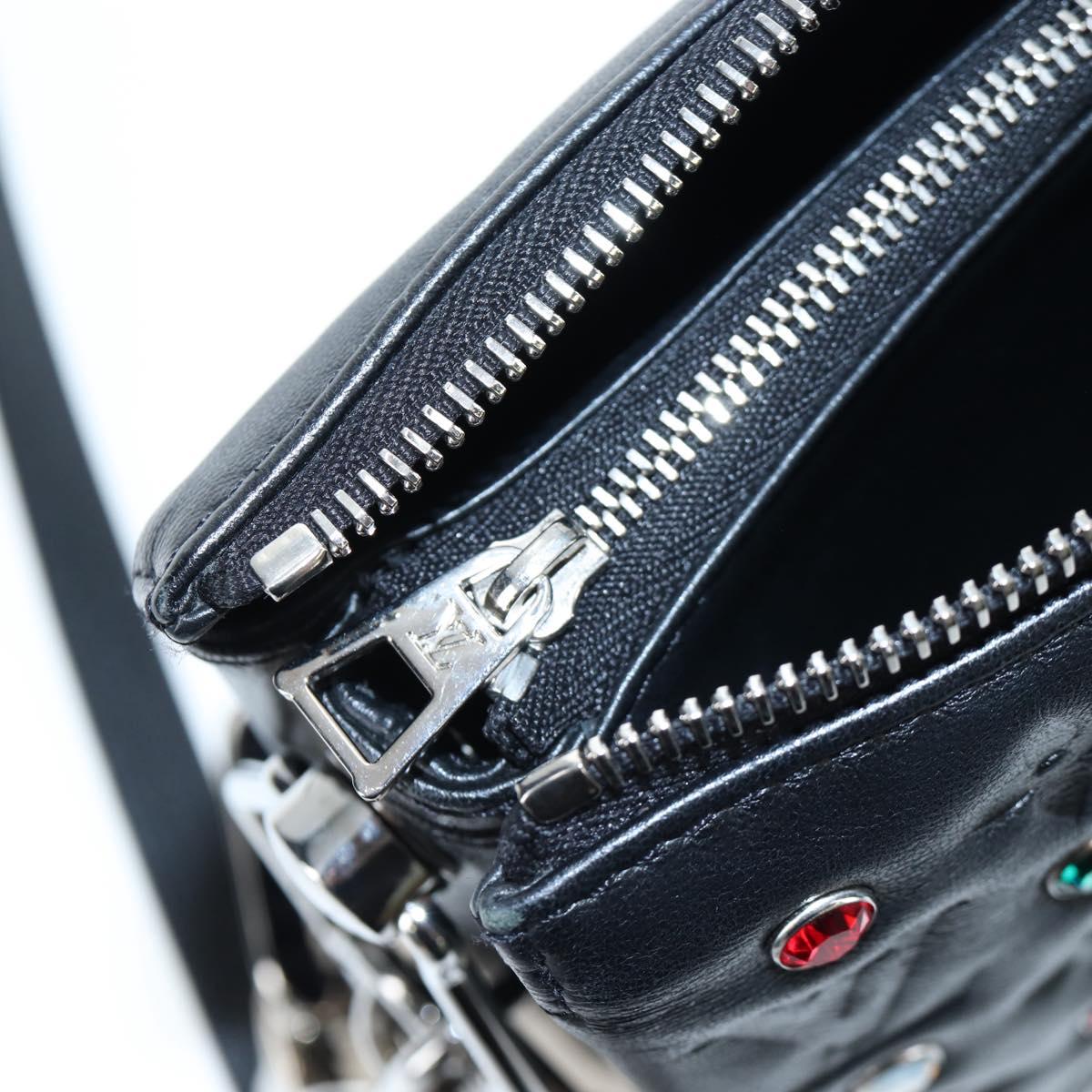 LOUIS VUITTON Monogram Emboss Kussan BB Shoulder Bag Black M22429 Auth 196585V