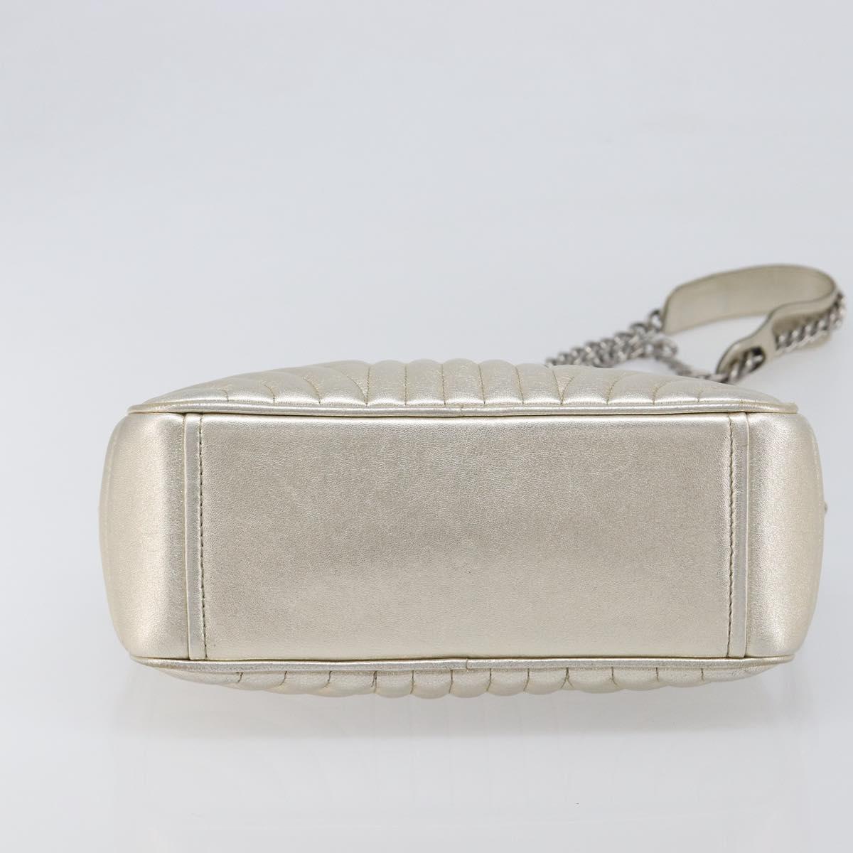 PRADA Diagram Chain Shoulder Bag Leather Champagne Gold Auth 196586V