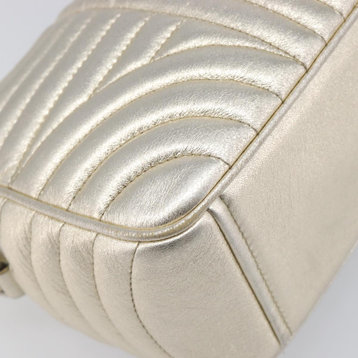 PRADA Diagram Chain Shoulder Bag Leather Champagne Gold Auth 196586V