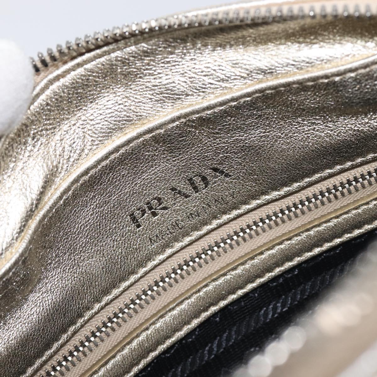 PRADA Diagram Chain Shoulder Bag Leather Champagne Gold Auth 196586V