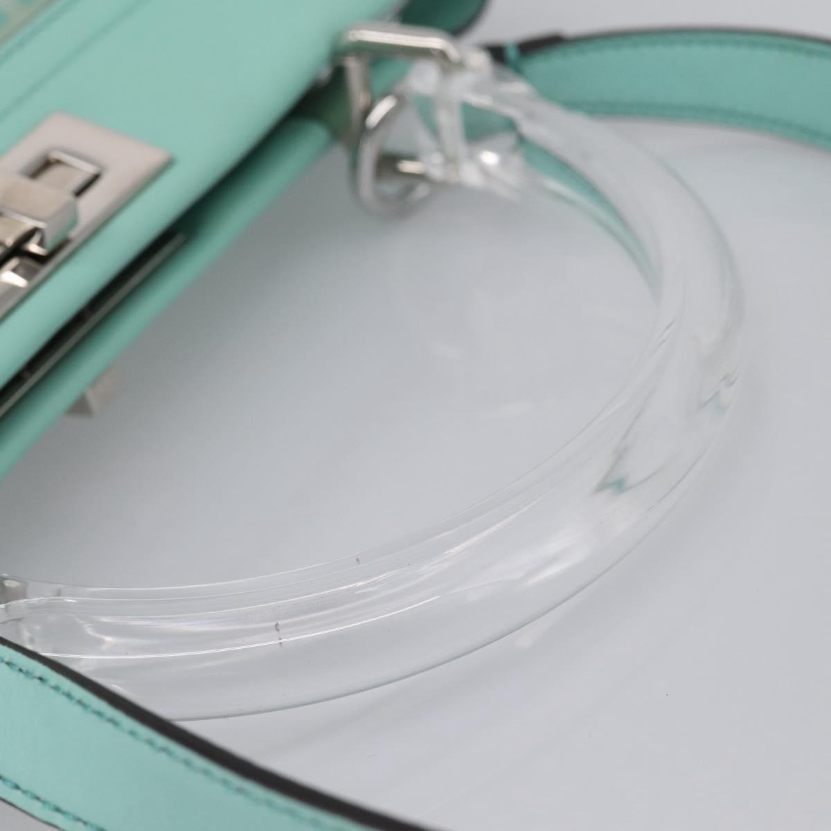 FENDI Zucca Canvas Peek A Boo Regular Bag Leather 2way Green Silver Auth 196588A