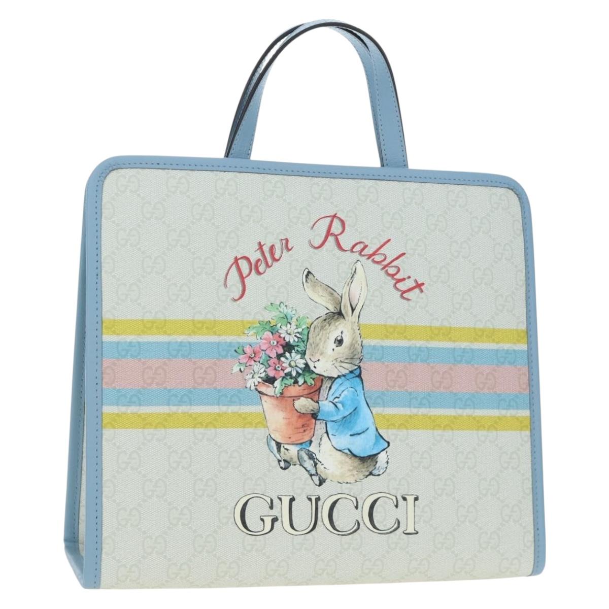 GUCCI GG Supreme Children's PVC Peter Rabbit White Blue 605614 Auth 196593SAM