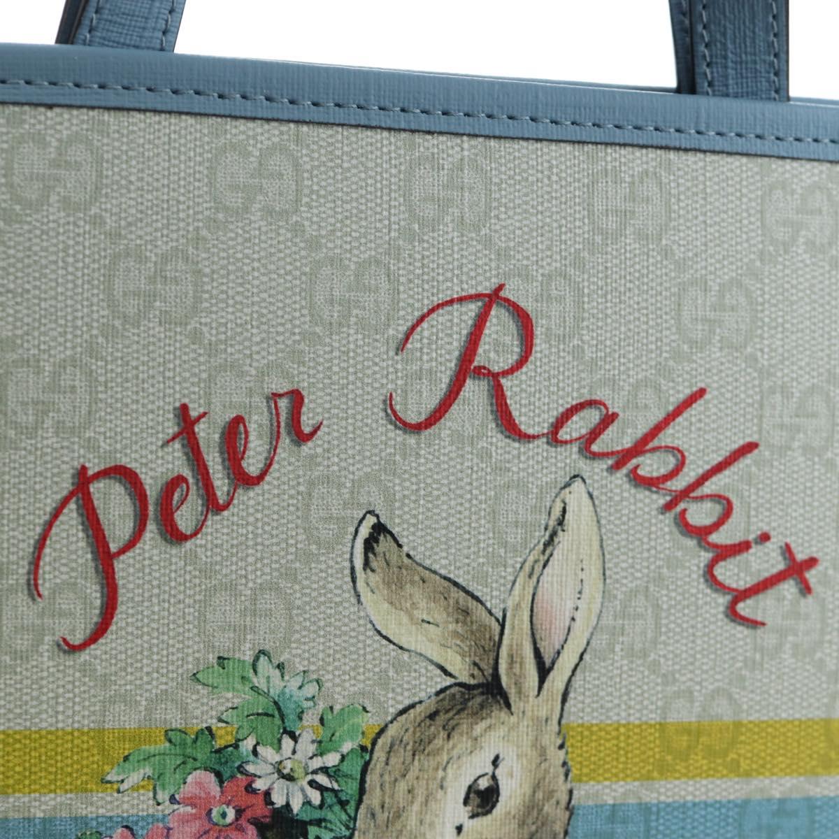 GUCCI GG Supreme Children's PVC Peter Rabbit White Blue 605614 Auth 196593SAM