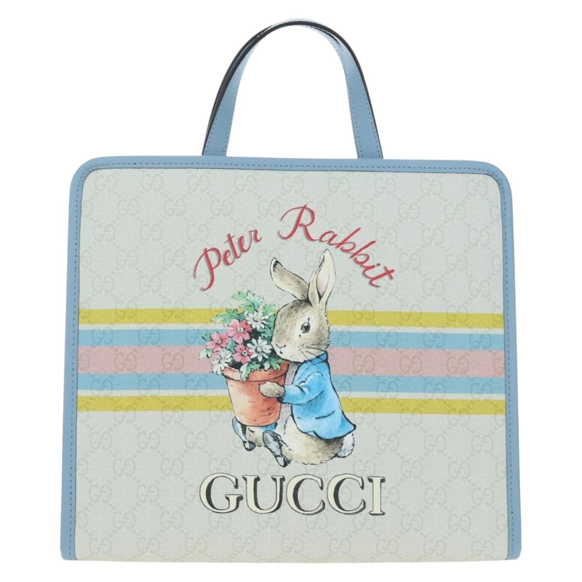 GUCCI GG Supreme Children's PVC Peter Rabbit White Blue 605614 Auth 196593SAM