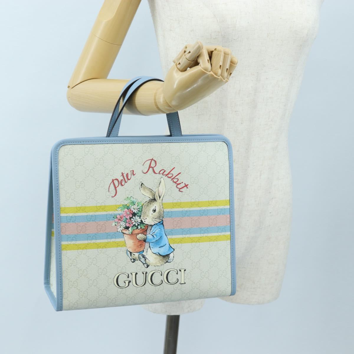 GUCCI GG Supreme Children's PVC Peter Rabbit White Blue 605614 Auth 196593SAM