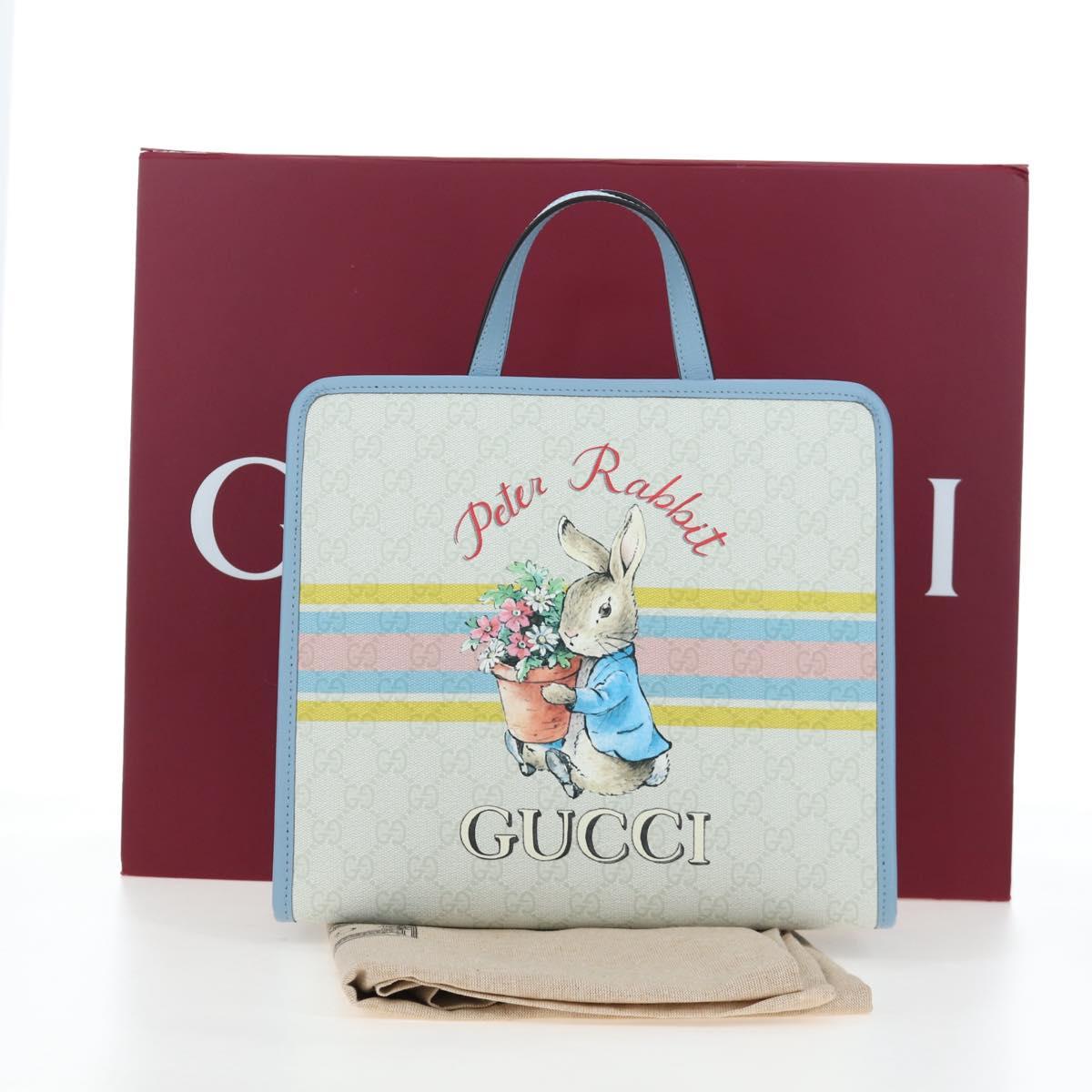 GUCCI GG Supreme Children's PVC Peter Rabbit White Blue 605614 Auth 196593SAM