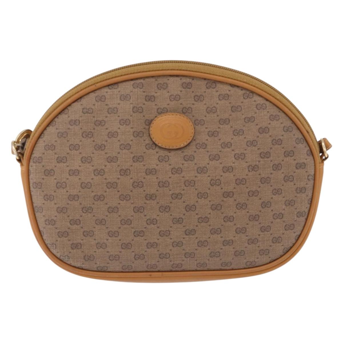 GUCCI Micro GG Supreme Shoulder Bag PVC Beige Gold 007 084 0094 Auth 196603