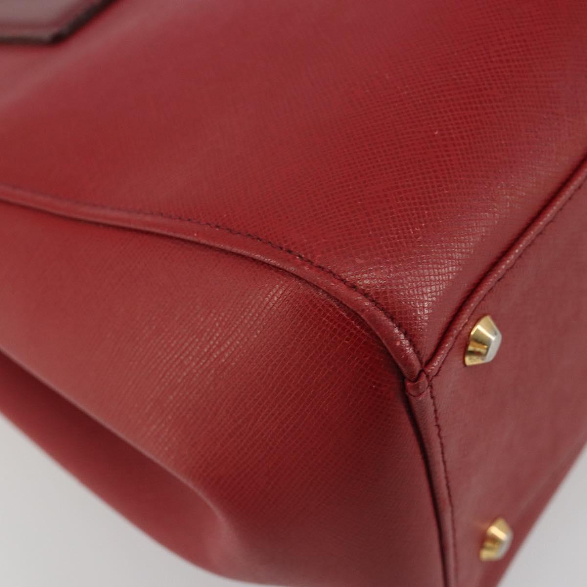 BURBERRY Hand Bag Leather Red Gold Auth 196605