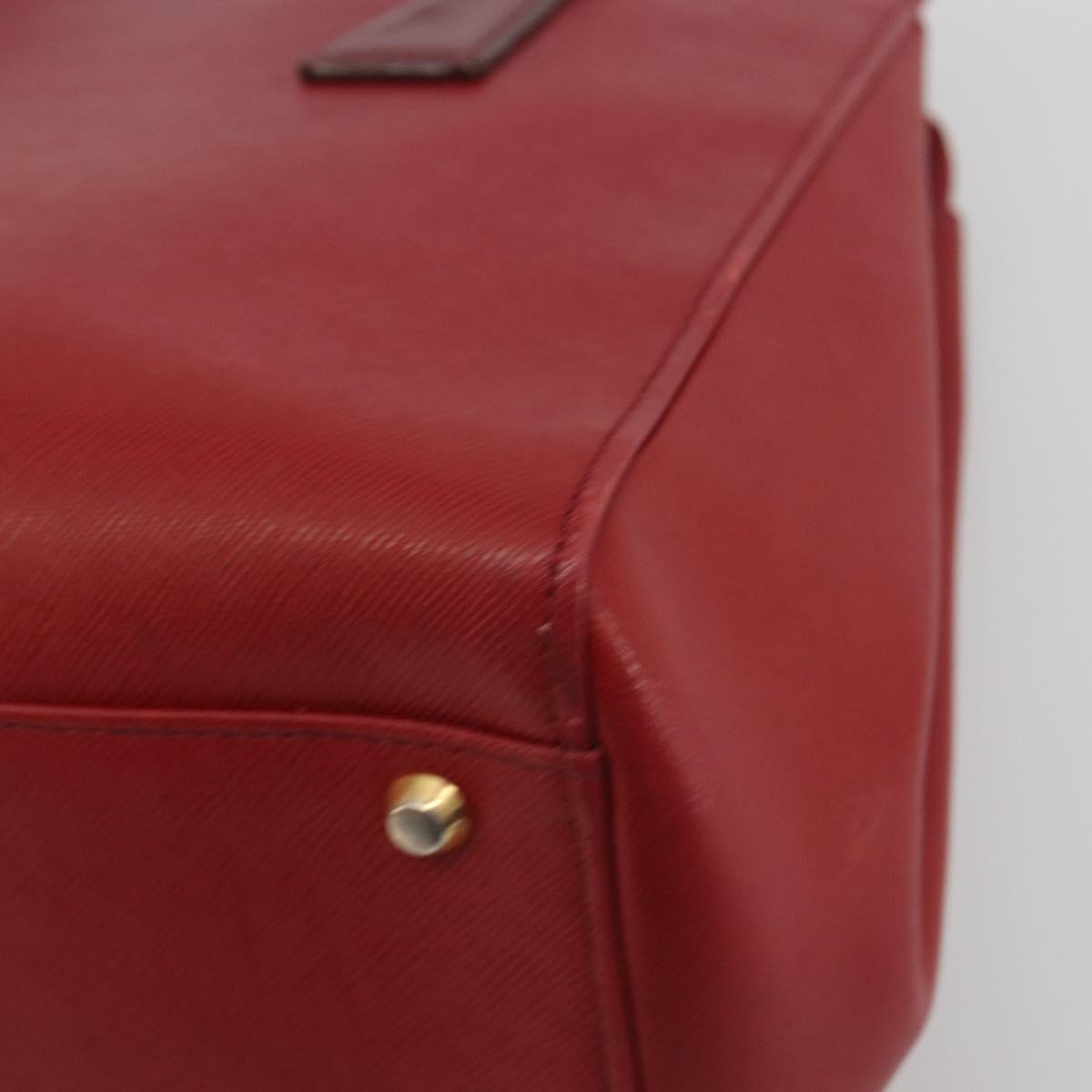 BURBERRY Hand Bag Leather Red Gold Auth 196605