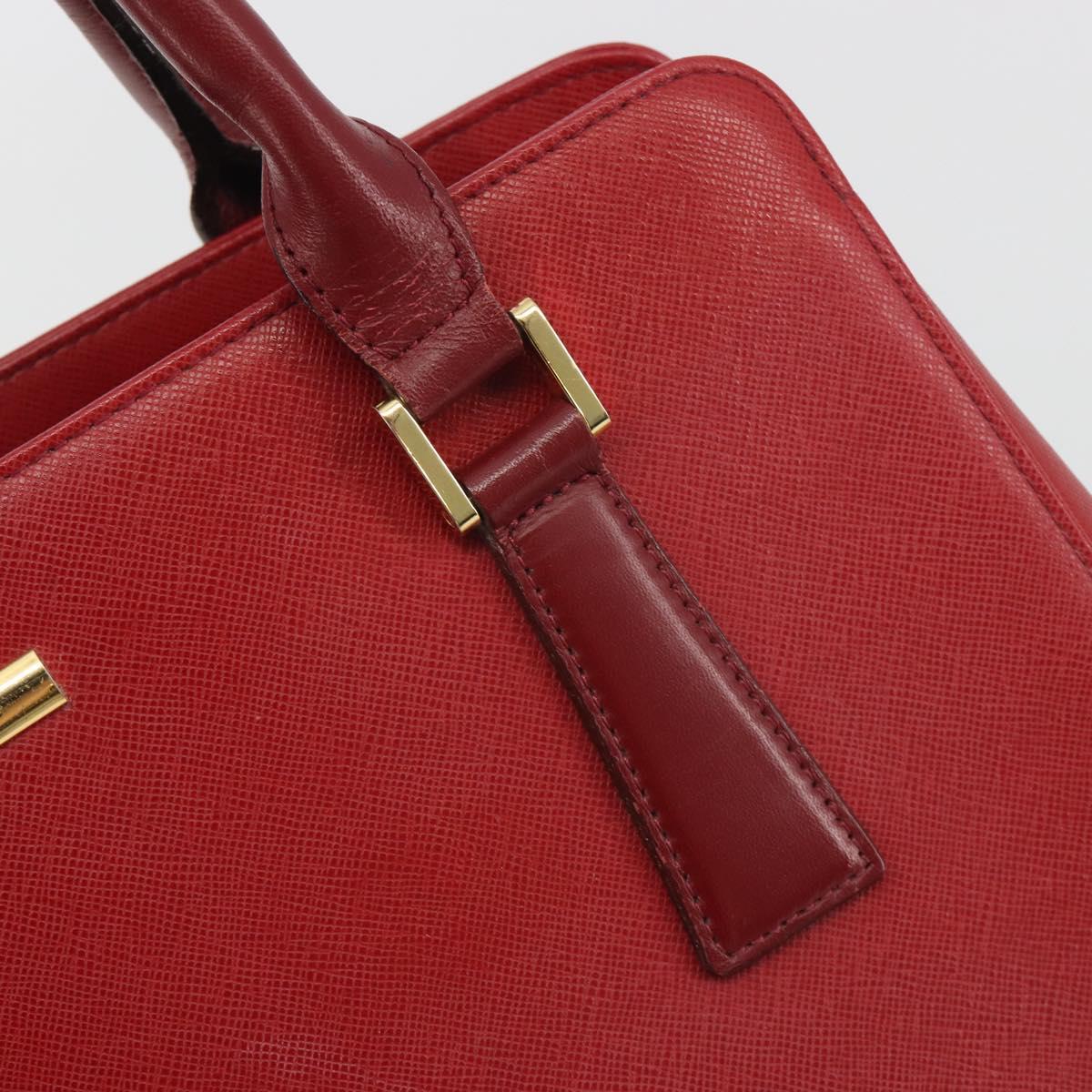 BURBERRY Hand Bag Leather Red Gold Auth 196605