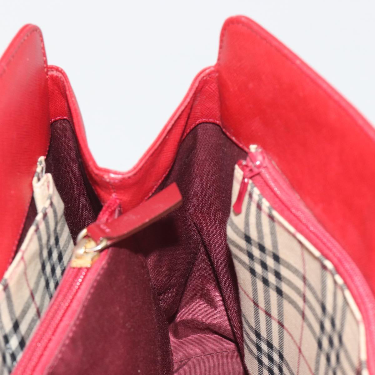 BURBERRY Hand Bag Leather Red Gold Auth 196605