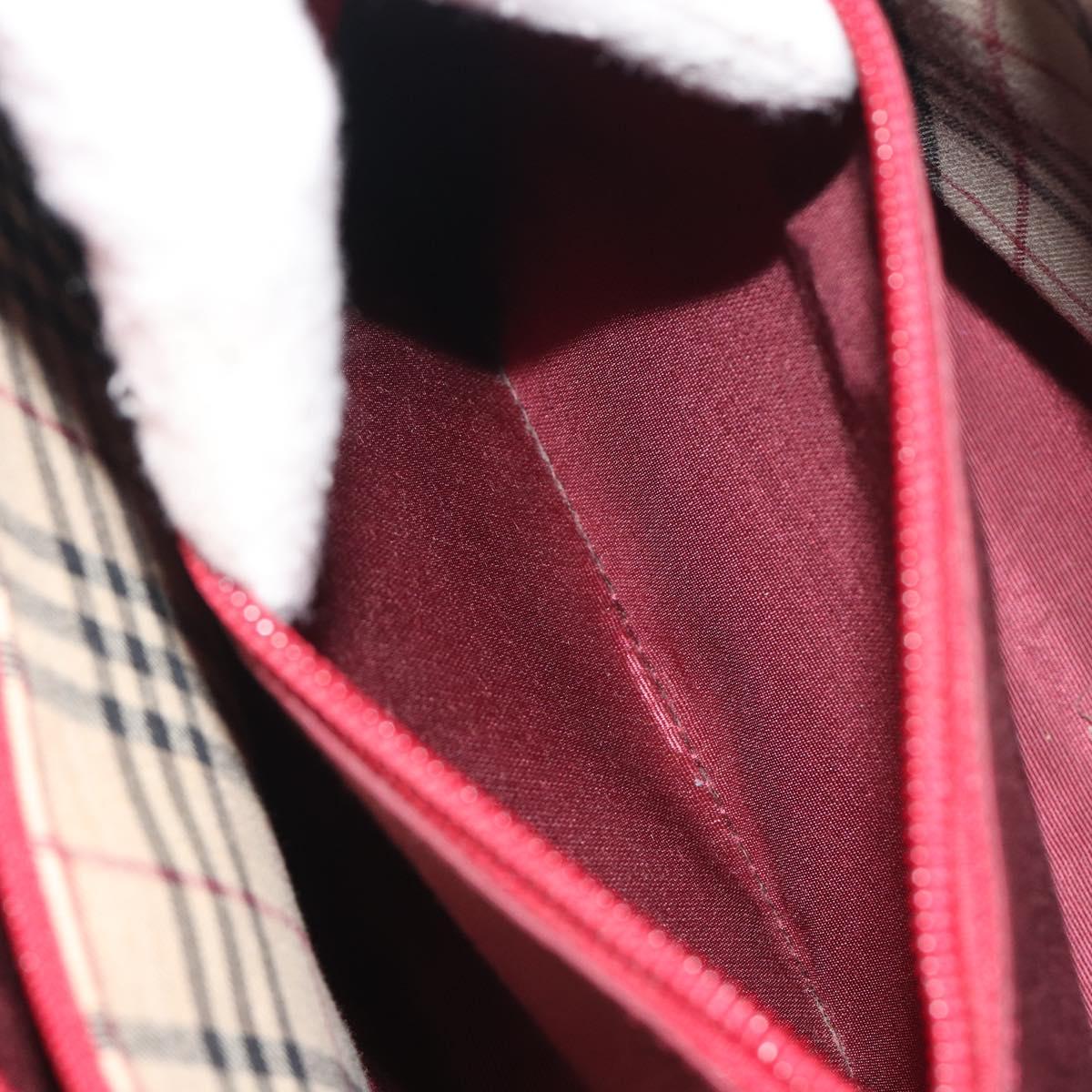 BURBERRY Hand Bag Leather Red Gold Auth 196605